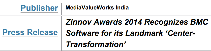 BMC Zinnov Award_India Online